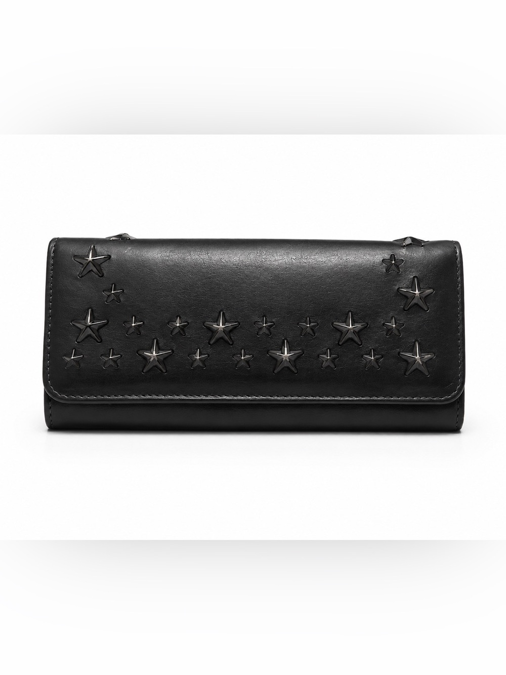 JIMMY CHOO SNAP WALLET STAR STUD ALL BLACK
